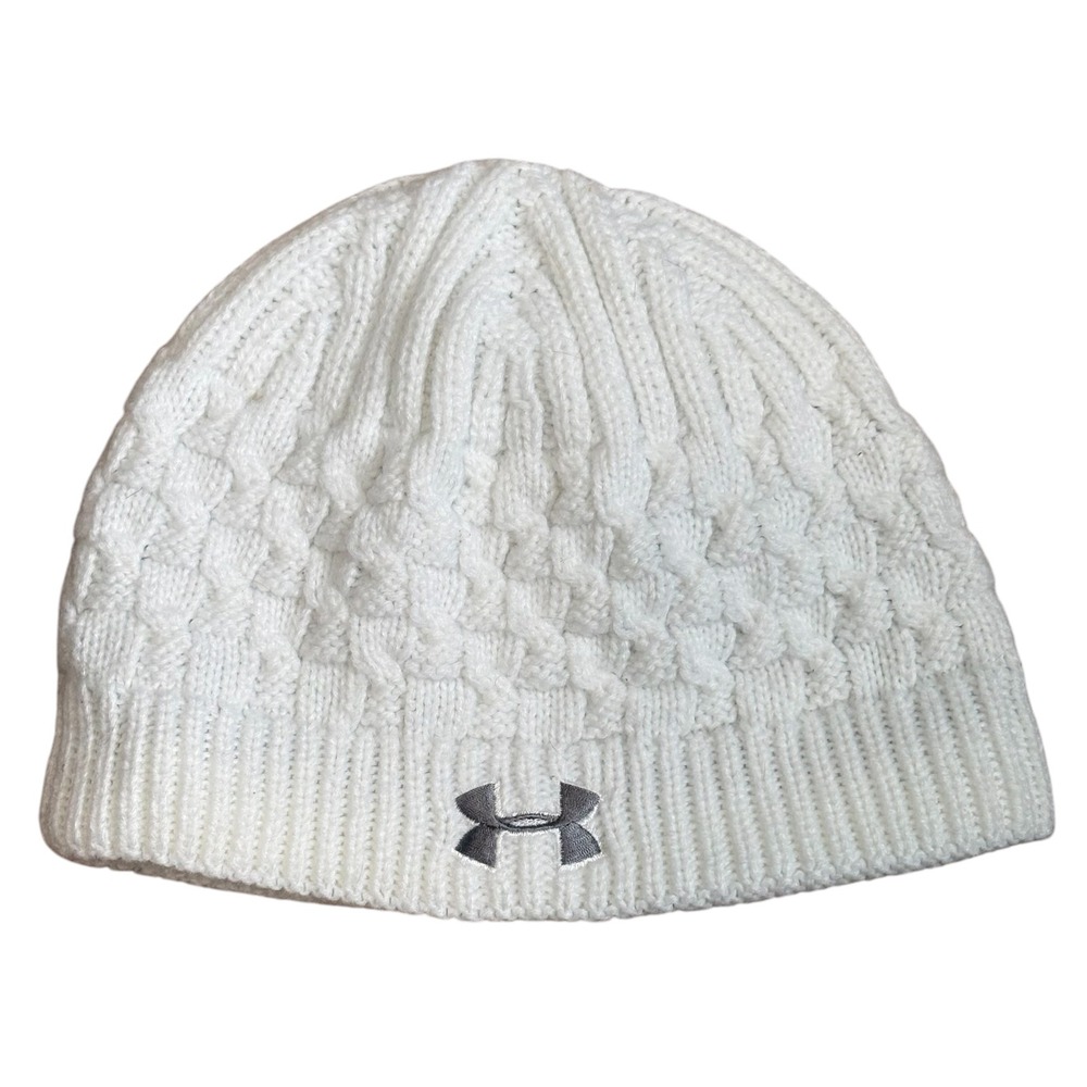 Under Armour Beanie Girls One Size White Cable Knit ColdGear Infrared Hat